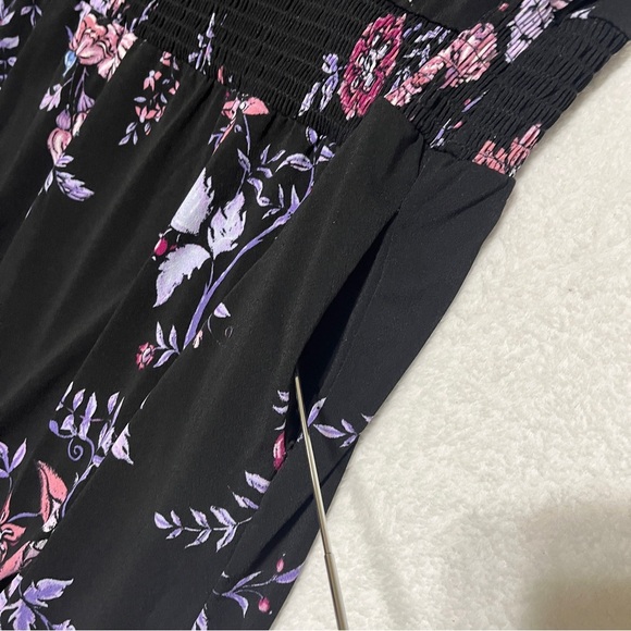 LulaRoe Women Evelyn Maxi Dress Bracelet-length Sleeves Black Purple Floral 2XL - Picture 6 of 13